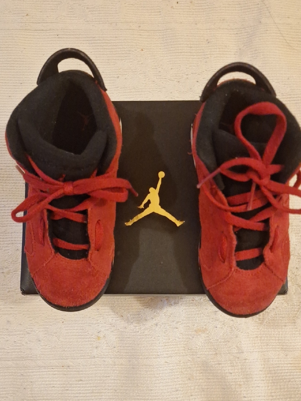 Jordan Kids Red and Black High-Top Sneakers